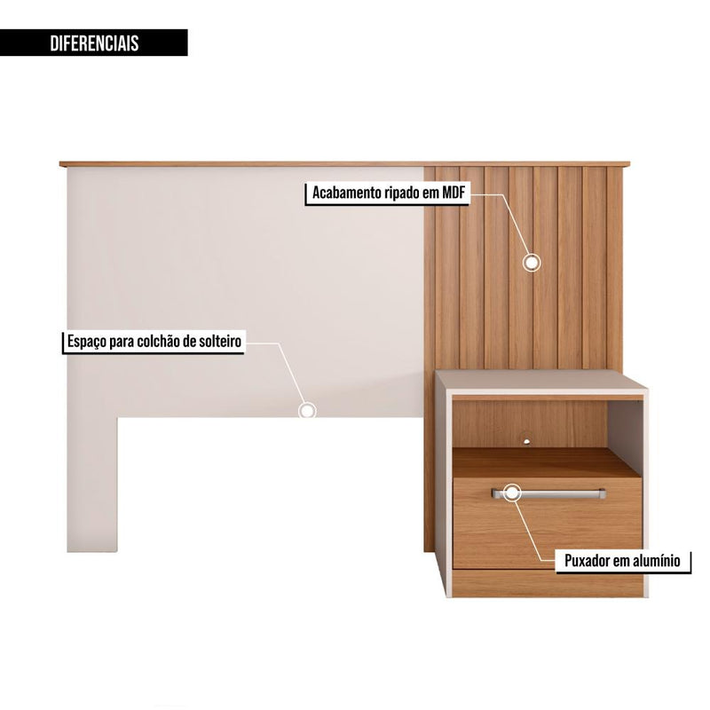 Cabeceira Para Cama De Solteiro Marrom Oberon Caemmun