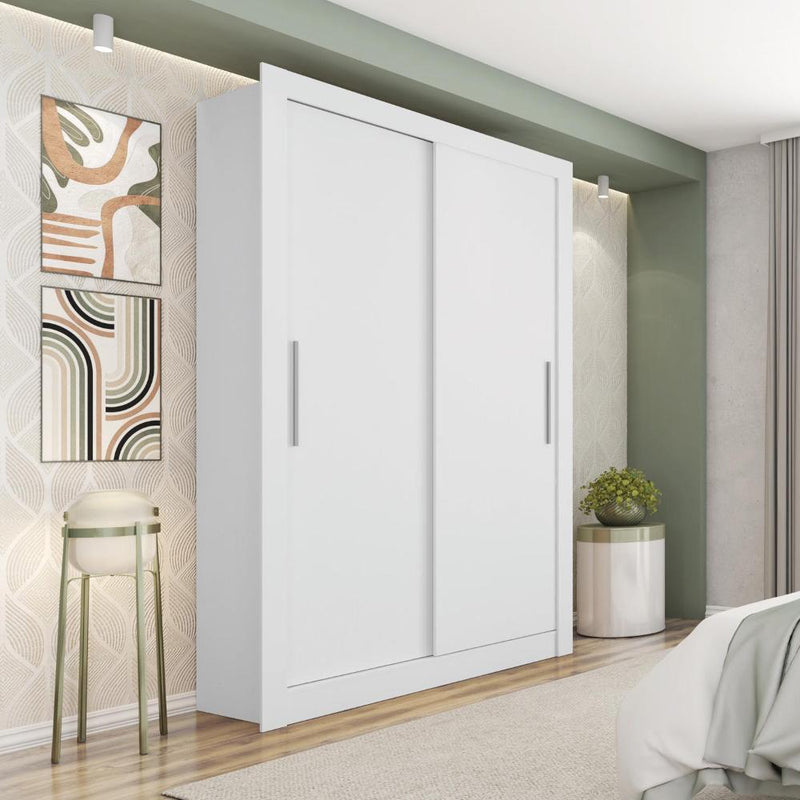 Guarda Roupa Solteiro Grande 2 Portas Branco Glass Caemmun
