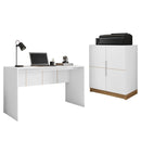 Kit Escritório Armário Baixo Com Mesa Cubic Branco Caemmun