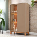 Cristaleira 2 Portas Com Led Interno Jace Cinza Caemmun