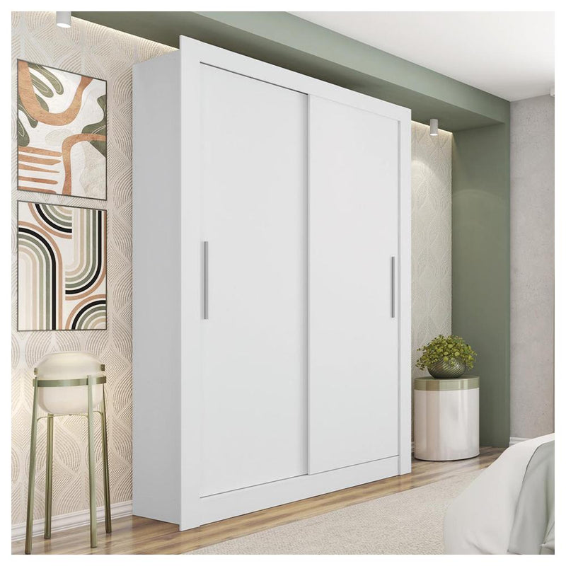 Guarda Roupa Solteiro Grande 2 Portas Glass Branco Caemmun