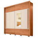 Guarda Roupa Roma 2 Portas Espelho 4 Gavetas Marrom Caemmun